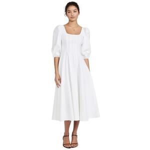 Staud Swells Milkmaid Midi Dress White Corset Bodice sz 8